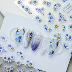 Blue Daisy Flower Nail Art Stickers Floral Adhesive Sticker Decals MN100F