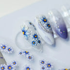 Blue Daisy Flower Nail Art Stickers Floral Adhesive Sticker Decals MN100F