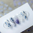 Blue Daisy Flower Nail Art Stickers Floral Adhesive Sticker Decals MN100F