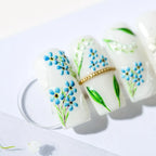 Blue Flowers Nail Art Stickers 3D Adhesive Canterbury Bell Flower Sticker Decals TS1275