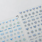 Blue Heart Bow Nail Art Stickers Adhesive Slider Flowers Sticker Decals TS2405