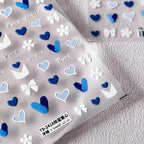 Blue Heart Nail Art Stickers Adhesive Slider Bow Love Hearts Sticker Decals TS2417