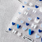 Blue Heart Nail Art Stickers Adhesive Slider Bow Love Hearts Sticker Decals TS2417