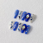 Blue Marble Design Nail Art Stickers Gold Lines Adhesive Sticker Decals M205