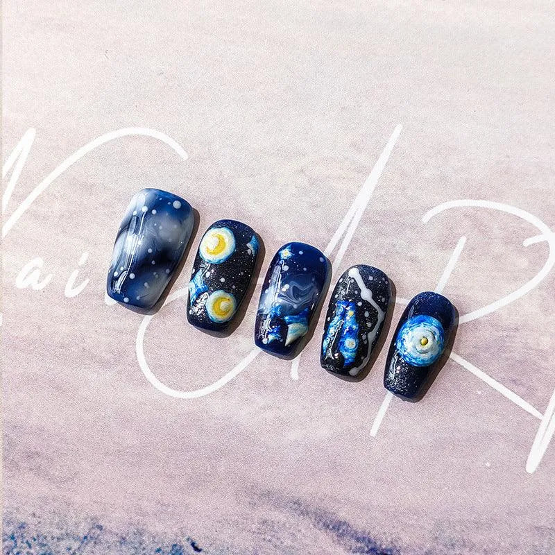Blue Planet Nail Art Stickers Adhesive Slider Starry Night Sticker Decals TS2721