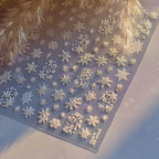 Blue Snowflake Nail Art Stickers Adhesive Embossed Winter Snow Sticker Decals to3734