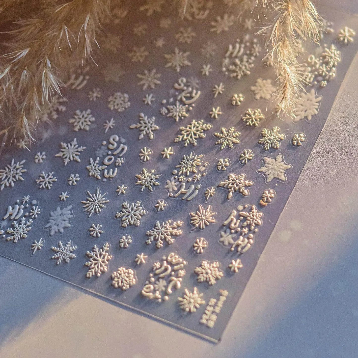 Blue Snowflake Nail Art Stickers Adhesive Embossed Winter Snow Sticker Decals to3734
