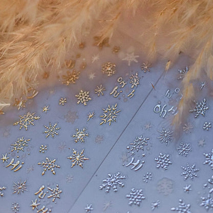 Blue Snowflake Nail Art Stickers Adhesive Embossed Winter Snow Sticker Decals to3734