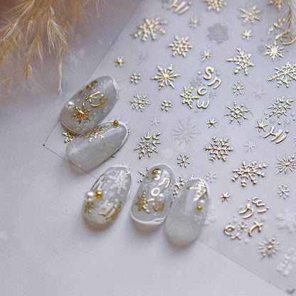Blue Snowflake Nail Art Stickers Adhesive Embossed Winter Snow Sticker Decals to3734