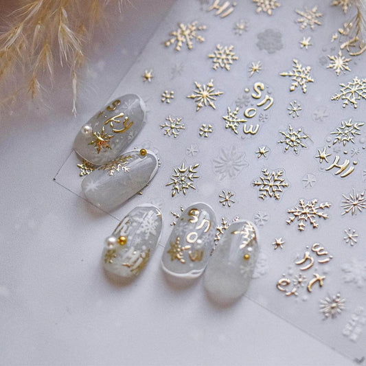 Blue Snowflake Nail Art Stickers Adhesive Embossed Winter Snow Sticker Decals to3734