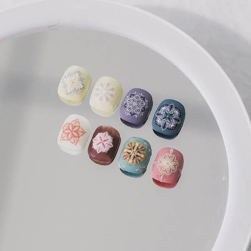 Bohemia Style Nail Art Stickers Adhesive Sliders Floral Embossed Sticker Decals