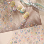 Bohemian 3D Nail Stickers Pastel Floral Decals 1082