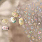 Bohemian 3D Nail Stickers Pastel Floral Decals 1082