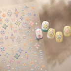 Bohemian 3D Nail Stickers Pastel Floral Decals 1082