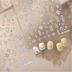 Bohemian 3D Nail Stickers Pastel Floral Decals 1082
