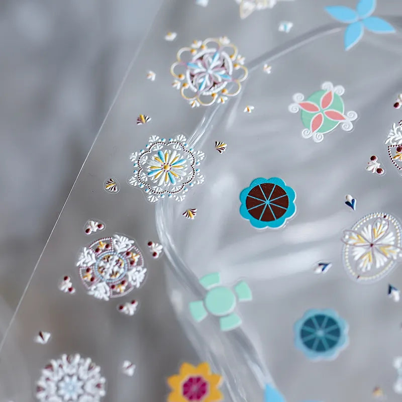 Bohemian Style Nail Art Stickers Adhesive Embossed Sticker Decals 