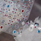 Boho Gemstone Nail Stickers -  Vintage Floral Decals 6185
