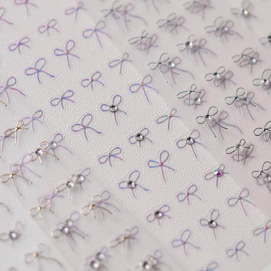 Bow Design Nail Art Stickers Adhesive Embossed Pink Bow Sticker Decals 