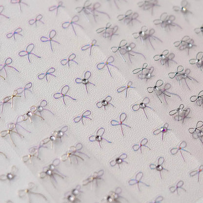 Bow Design Nail Art Stickers Adhesive Embossed Pink Bow Sticker Decals 