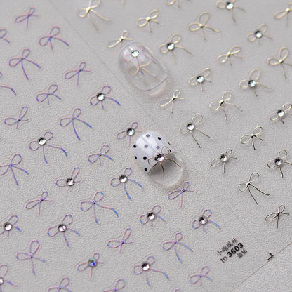 Bow Design Nail Art Stickers Adhesive Embossed Pink Bow Sticker Decals 