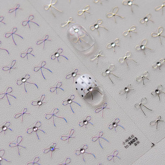 Bow Design Nail Art Stickers Adhesive Embossed Pink Bow Sticker Decals 