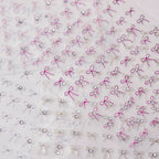 Bow Design Nail Art Stickers Adhesive Embossed Pink Bow Sticker Decals 