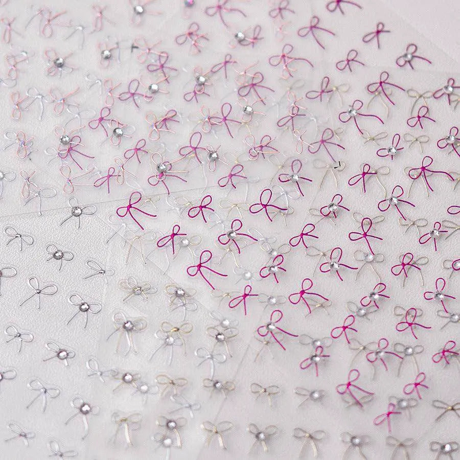 Bow Design Nail Art Stickers Adhesive Embossed Pink Bow Sticker Decals 