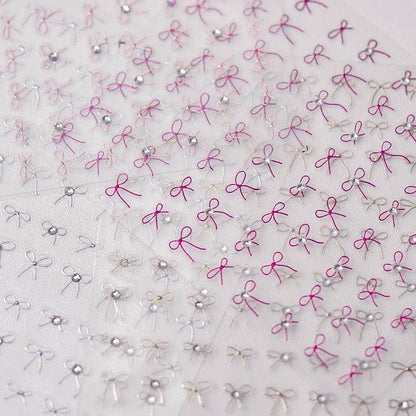 Bow Design Nail Art Stickers Adhesive Embossed Pink Bow Sticker Decals 