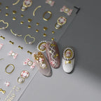 Bow Heart Shape Nail Art Stickers 3D Adhesive Slider Bow Tie Sticker Decals TL098