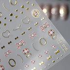 Bow Heart Shape Nail Art Stickers 3D Adhesive Slider Bow Tie Sticker Decals TL098