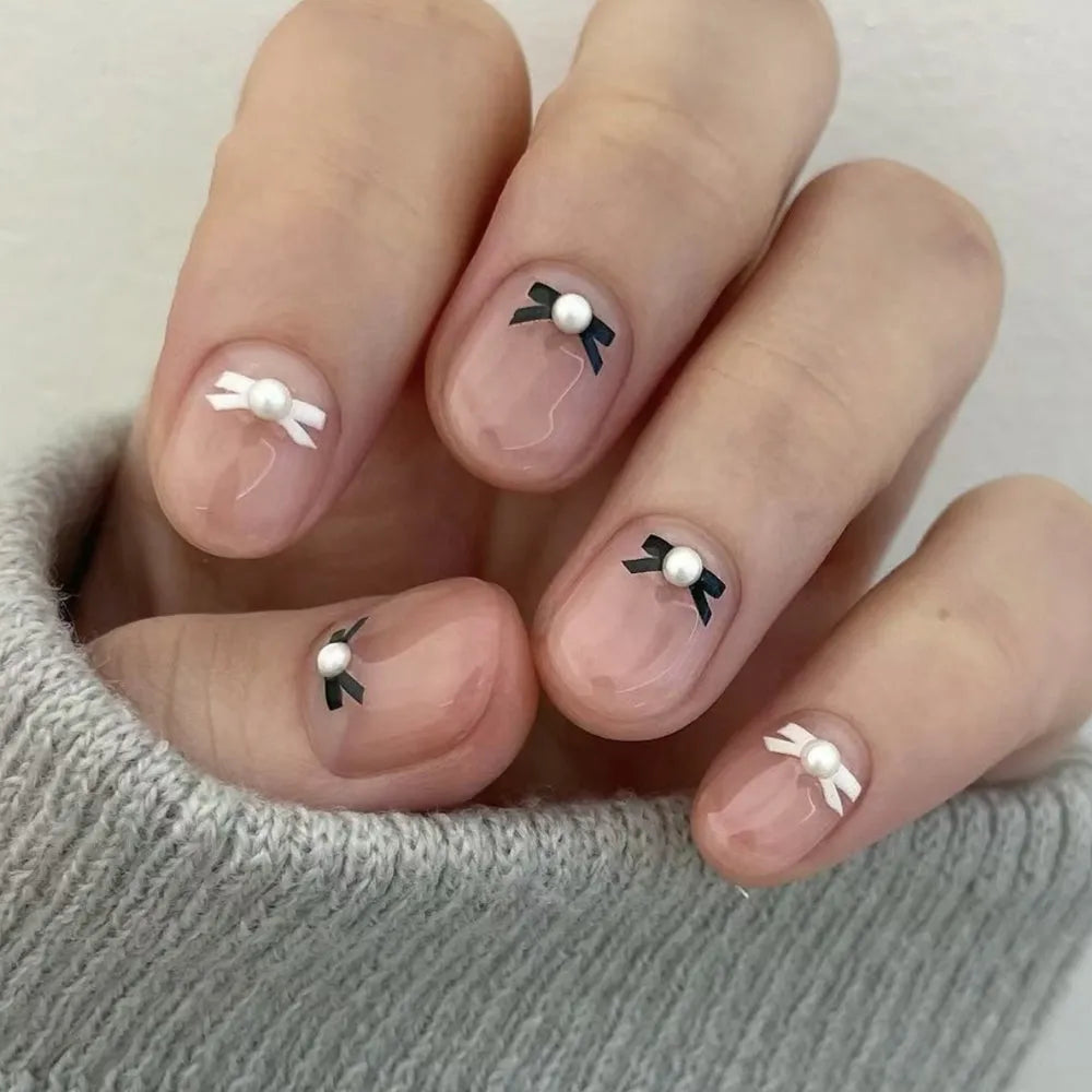 Bow Lace Peals Nail Art Stickers Colorful Bows Tie Adhesive Embossed Sticker Decals 