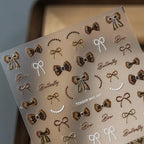 Bow Nail Art Stickers 5D Adhesive Slider Chocolate Bow Knot Sticker Decals TS3475