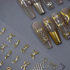 Bow Nail Art Stickers Adhesive Sliders Gold Silver Bows Sticker Decals TL026