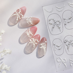 Bow Pearl Nail Stickers – Pre-Arranged Self-Adhesive Nail Gems MD022
