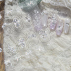 Bow Pearl Rhinestone Nail Stickers – Pre-Arranged Self-Adhesive Nail Gems MD045/046/047