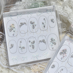 Bow Pearl Rhinestone Nail Stickers – Pre-Arranged Self-Adhesive Nail Gems MD045/046/047