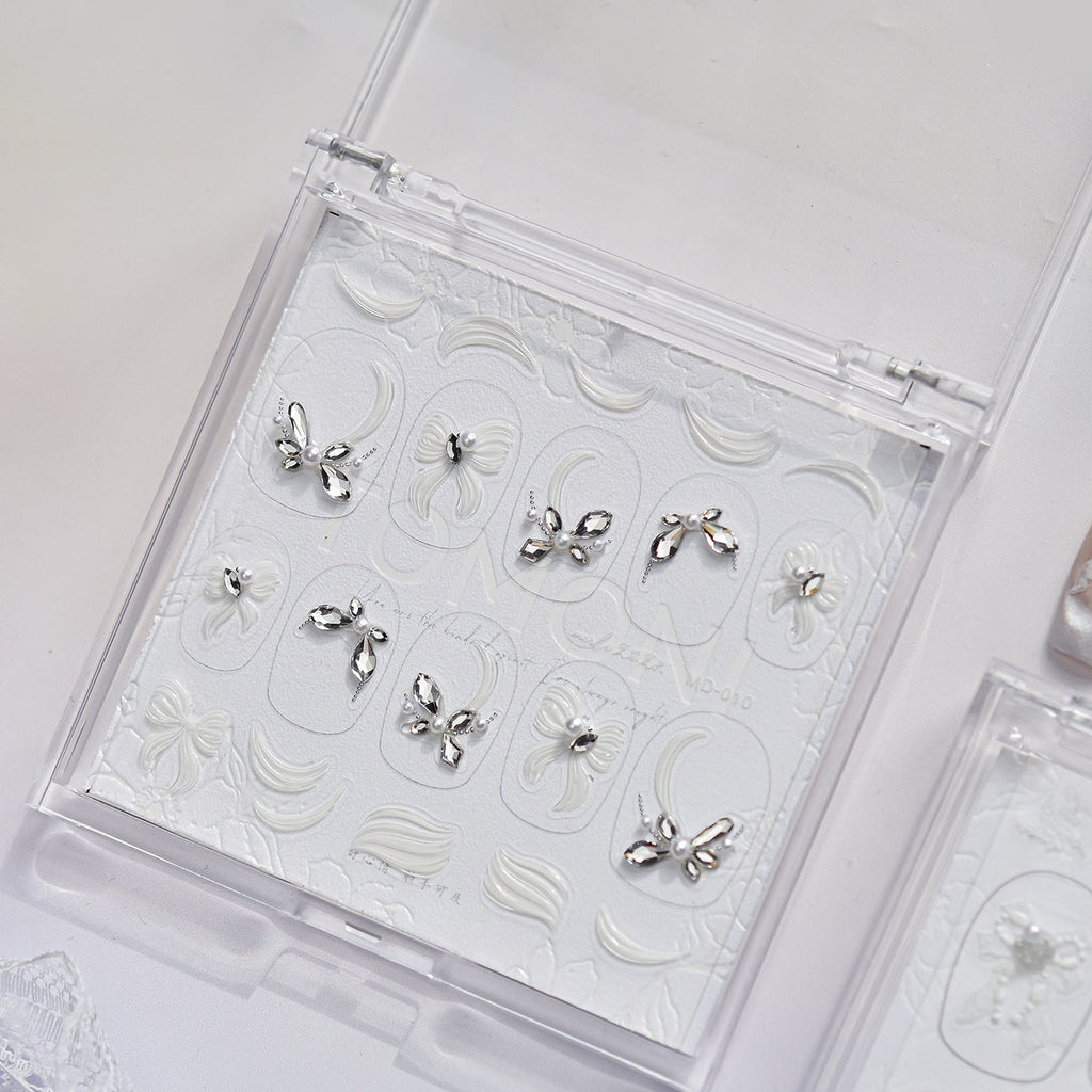 Bow Rhinestone Nail Stickers – Pre-Arranged Self-Adhesive Nail Gems MD010