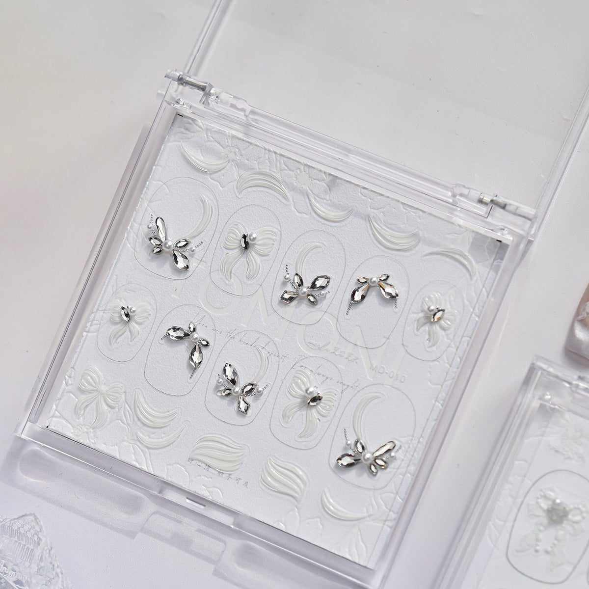 Bow Rhinestone Nail Stickers – Pre-Arranged Self-Adhesive Nail Gems MD010