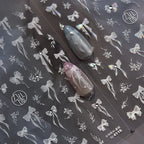 Bow Ribbon Nail Art Stickers Adhesive Embossed White Bow Sticker Decals 