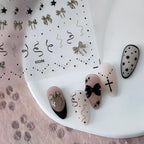 Bow Ribbon Nail Art Stickers Adhesive Sliders Embossed Bow-knot Polka Dots Sticker Decals KX296