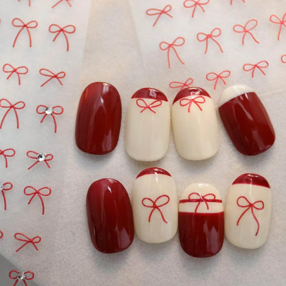 Bow Tie Nail Art Stickers Adhesive Embossed Sticker Decals to3648
