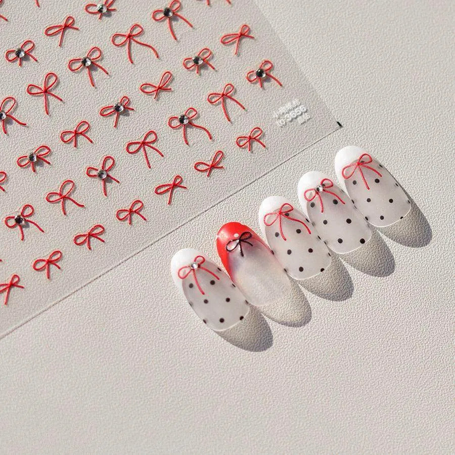 Bow Tie Nail Art Stickers Adhesive Embossed Sticker Decals to3648