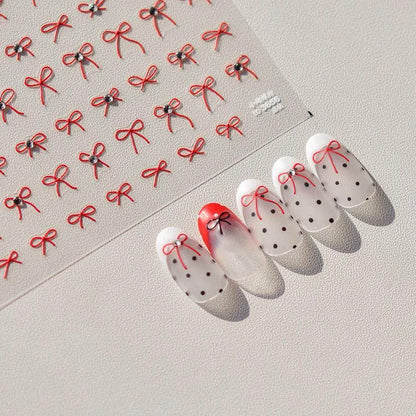 Bow Tie Nail Art Stickers Adhesive Embossed Sticker Decals to3648