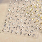 Bow With Pearl Nail Art Stickers Adhesive Embossed Red Bow-tie Sticker Decals 