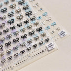 Bow With Rhinestone Pearl Nail Art Stickers Adhesive Embossed Sticker Decals