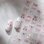 Bows Bunny Nail Art Stickers Adhesive Embossed Sticker Decals 