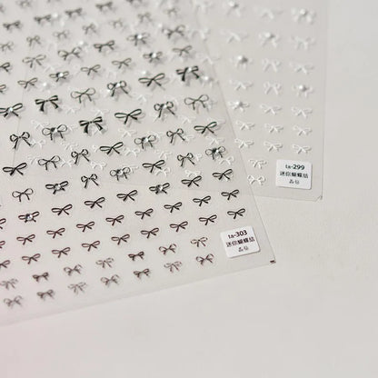 Bows Nail Art Stickers Bow Tie With Rhinestone Adhesive Embossed Sticker Decals 