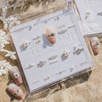 Bridal Pearl & Rhinestone Nail Stickers – Pre-Arranged Self-Adhesive Nail Gems MD027