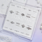 Bridal Pearl & Rhinestone Nail Stickers – Pre-Arranged Self-Adhesive Nail Gems MD027