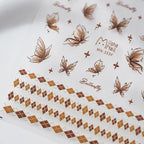 Brown Butterfly Nail Art Stickers 3D Adhesive Butterfly Sticker Decals MN354